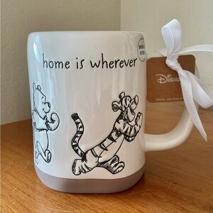Rae Dunn White Mug with Brown Base and Winnie the Pooh Sketch